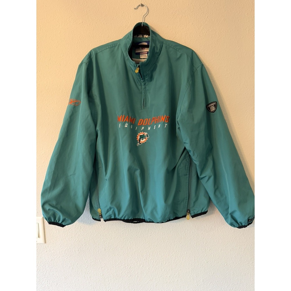 90's Miami Dolphins Equipment NFL Reebok Jacket Mens Bomber Size Medium